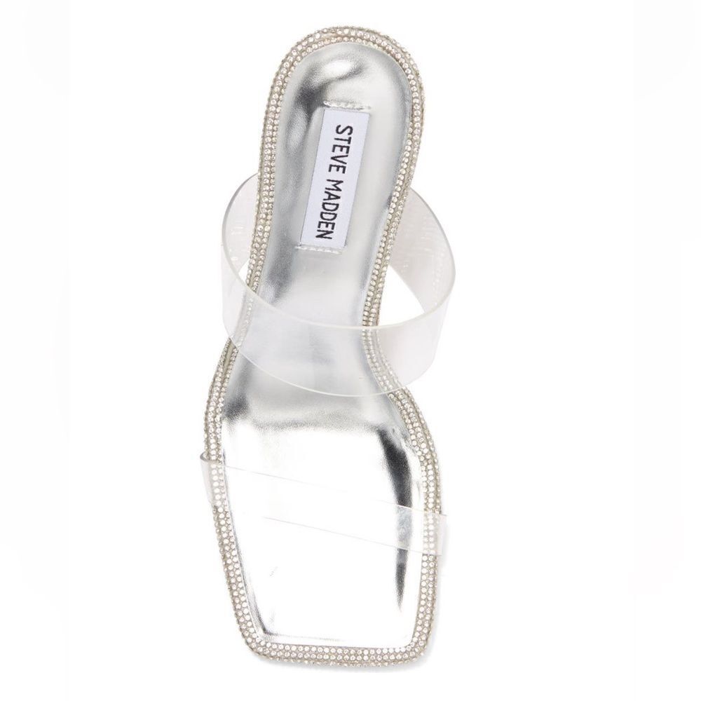 STEVE MADDEN PENDING EMBELLISHED TRANSLUCENT STRAP STILETTO HEEL - Picture 5 of 7